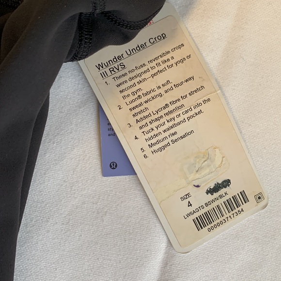 Lululemon Wunder Under Crop III Reversible Black/Blue Size 4 NWT - Picture 7 of 10
